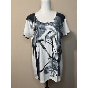 Picadilly Fashions Women’s Top Abstract Statement Blouse XL Sequins Embroidered